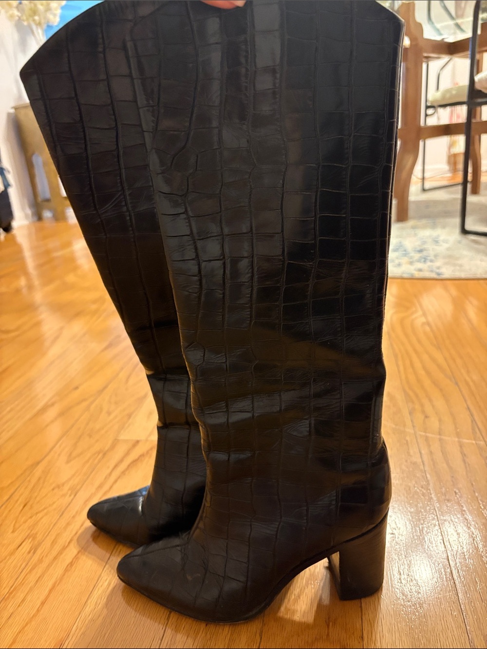 SCHUTZ Black Croc-Embossed boots - Picture 2 of 8